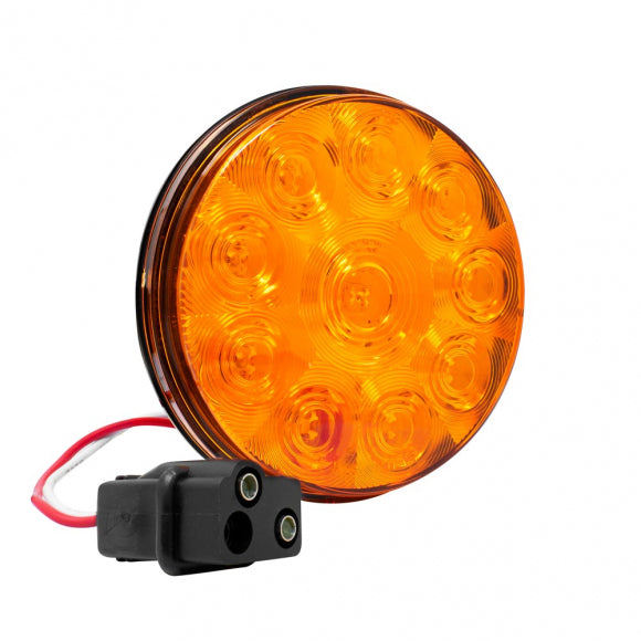 Quad Flash 10 LED Strobe Light, Amber Lens, Amber LEDs, 4" Round