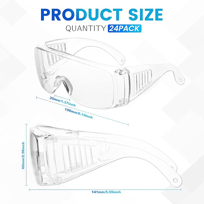 Safety Glasses Clear / or Over your glasses